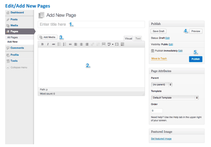 Add or edit a page in WordPress