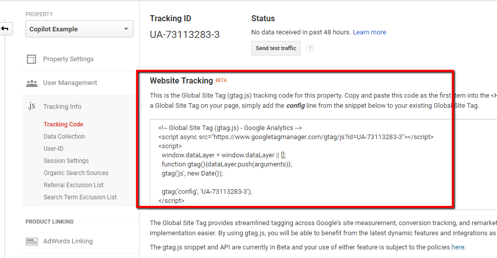 google analytics tracking code