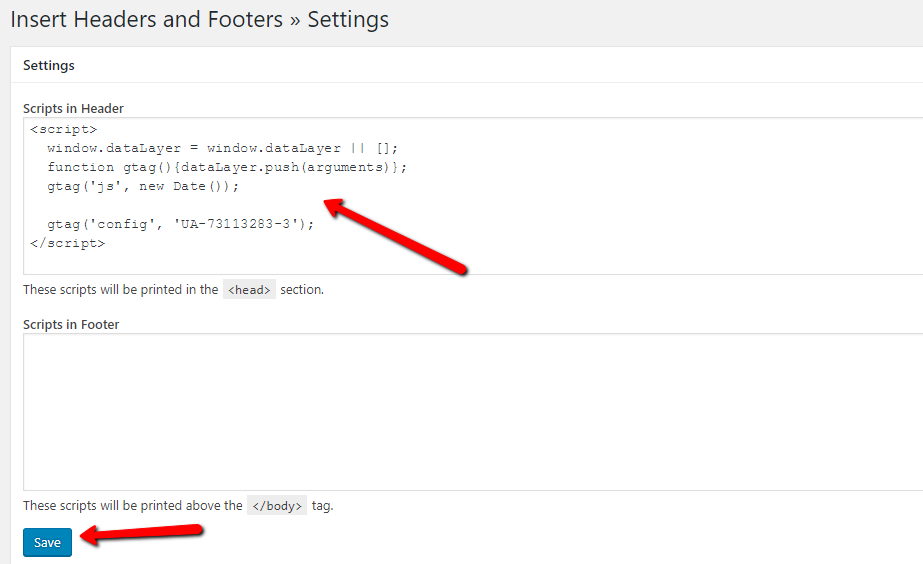 how to add google analytics to wordpress wth insert headers and footers