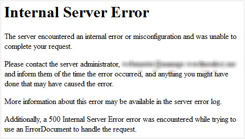 example of 500 internal server error in wordpress