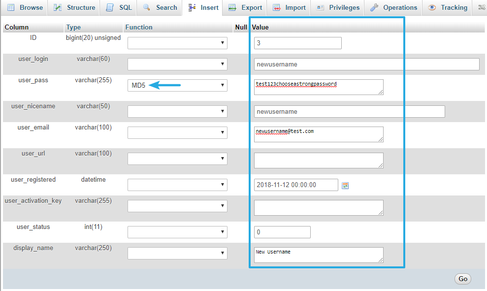 How to enter user information