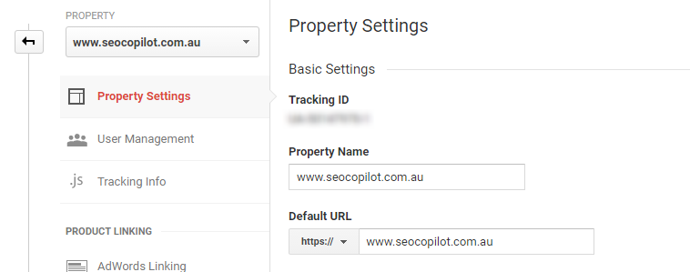 Update Google Analytics default url to HTTPS