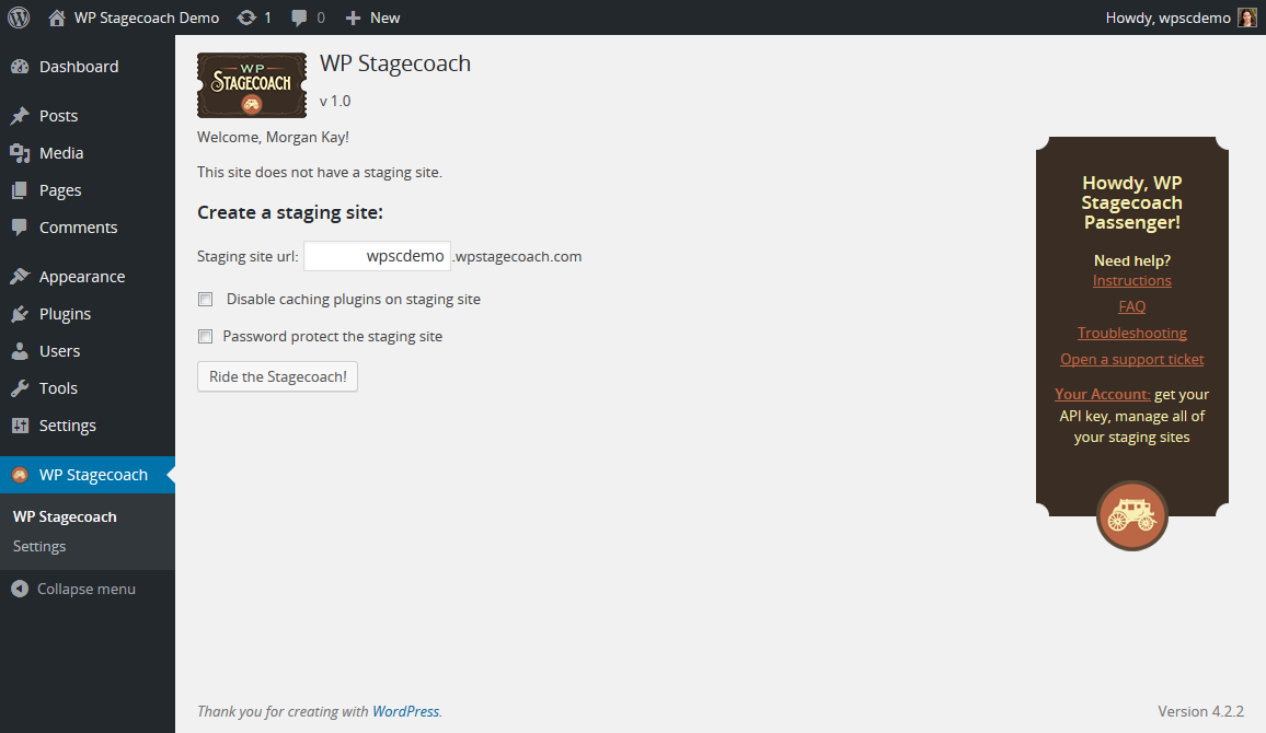 WP Stagecoach plugin