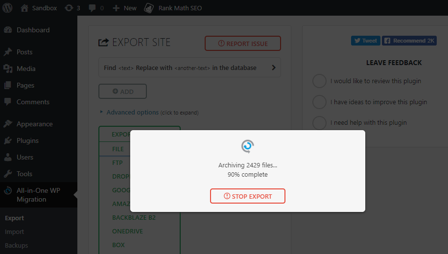 Export your site
